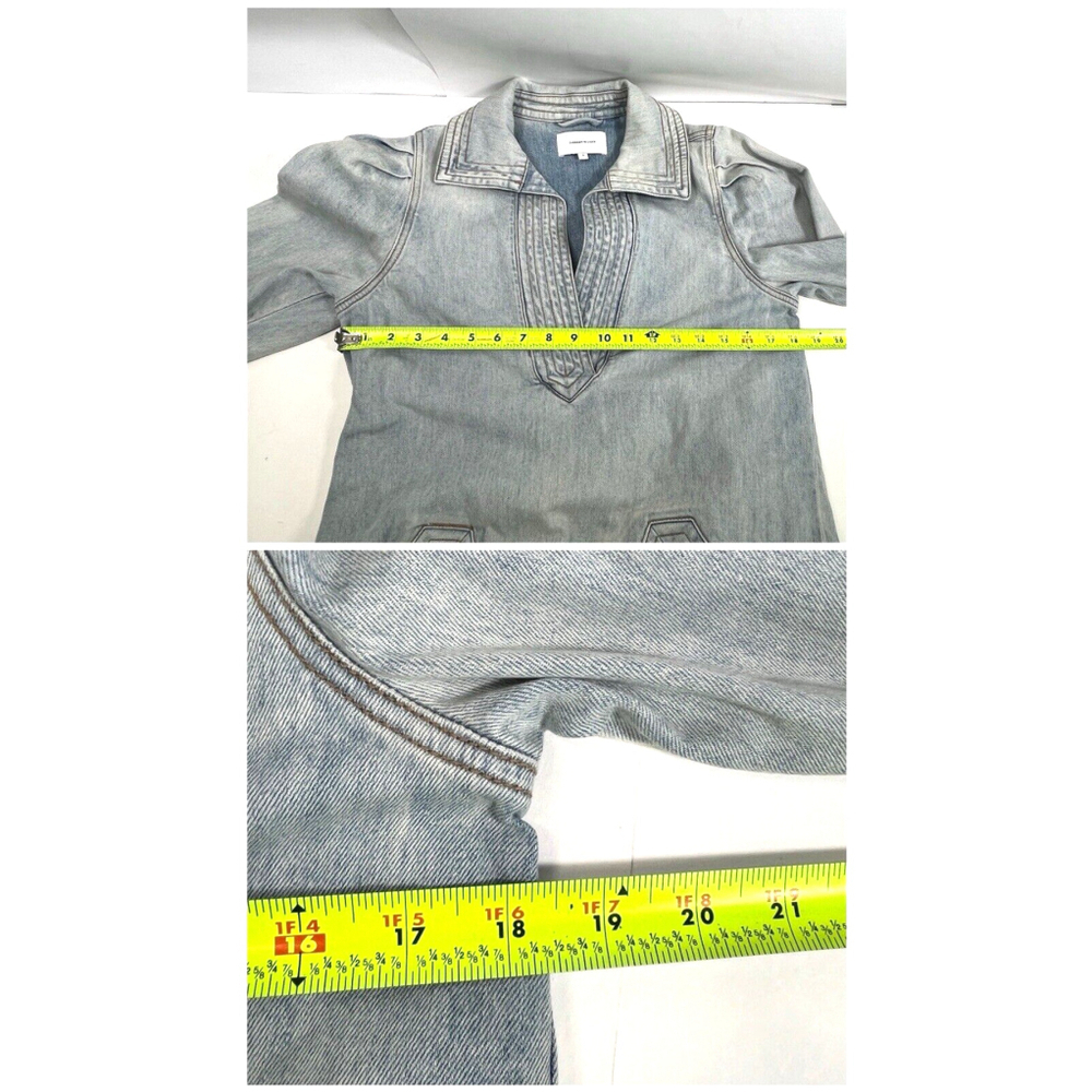 Current/Elliot Denim Jean Dress Puff Sleeve Size 1 Small Blue Light Wash Belted - Picture 10 of 14